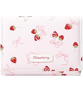 Sunwel Fashion Girls Cute Cherry Print Coquette Bow Wallet Small Wallet Card Holder ID Window for...
