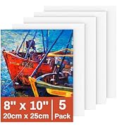 Koncci 5 Packs Canvas for Painting 8 x 10 Inch, Cotton Acid-Free Blank Canvas Board for Acrylic P...