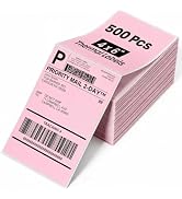 Phomemo 4x6 Thermal Shipping Label Pink (500 Pcs 4x6 Fanfold Labels) | NO BPA AND BPS, 4x6 Therma...