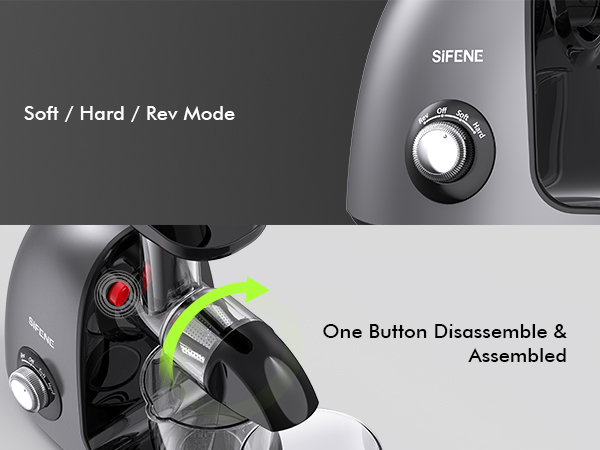 SiFENE Masticating Juicer Classic 3009- Soft, hard, Rev mode, one button disassemble and assembled