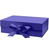 DaiUni 10.5"X7.5"X3.1" Blue Magnetic Gift Box with Lid and Ribbon for Presents