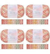 Coopay Yarn for Crocheting Knitting, Gradient Yarn Cake, 4 Pack × 3.53oz - 284yds - 78% Cotton, 2...