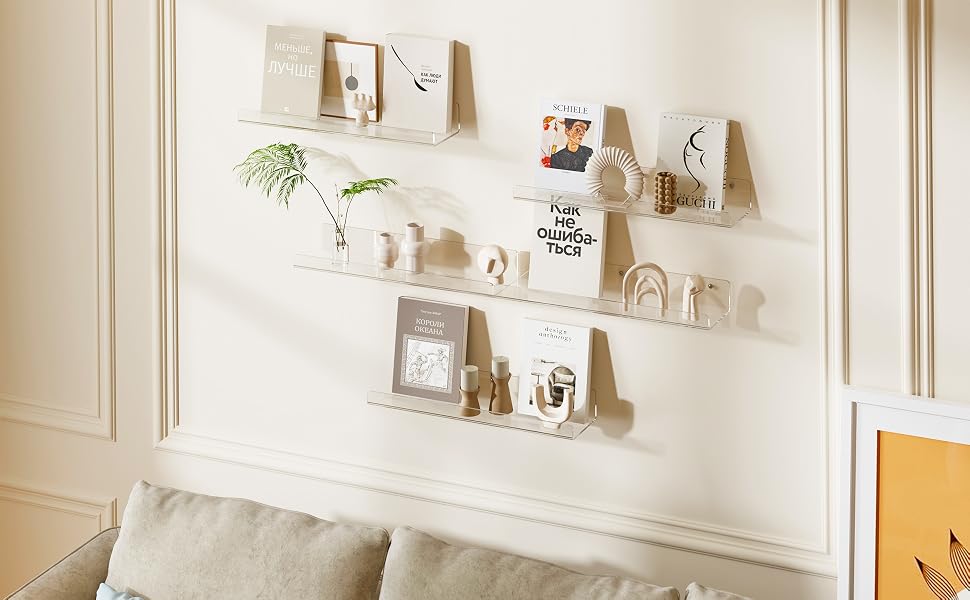 wall storage shelves vinyl floating acrylic shelf bedroom holder bathroom record book perfume clear