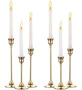 2 Sets(6 Pcs) Brass Gold Metal Taper Candle Holders Candlestick Holders, Vintage Modern Decorativ...
