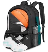 YOREPEK Basketball Backpack, Lightweight Basketball Bag with Ball Holder & Shoes Compartment, Spo...