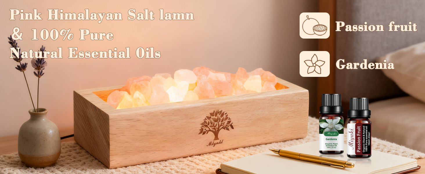Pink Himalayan Salt Lamp & Essential Oils for Aromatherapy, Relaxation, and Ambiance.