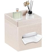 PU Leather Square Tissue Box Cover with Storage Tray,Modern Decorative Tissue Holder for Bathroom...