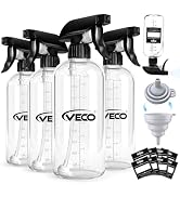 Veco 15oz Graduated Spray Bottles, 4-Pack — 360° Any-Angle Spraying for Easy Dilution, Leak-Resis...