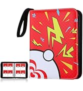 Small Portable Card Storage Binder Fits 400 Cards - 4 Pockets Zipper Card Albums for Trading, Car...
