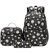 Armbq Daisy Kids Backpack for Girls, Multi Pocket School Bags with Lunch Box for Elementary, Teen...