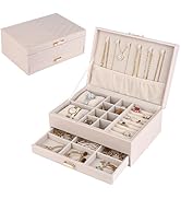 HofferRuffer Jewelry Box with Drawer for Women? Girls, Faux Leather Storage Jewelry Organizer