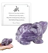 NUKAYAI Turtle Travel Gifts for Women Tortoise Figurines Statue Carved Handcrafted Amethyst Cryst...
