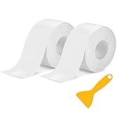 ABSOFINE Caulk Tape Waterproof Self Adhesive 1.97" x16.4Ft, 2 Rolls White Toilet Caulk Sealant Ta...