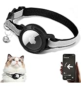 Airtag Cat Collar Breakaway, Reflective Cats Collars with Bell, Cat Tracker Collar with Apple Air...