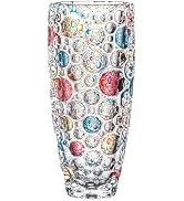 auons Colorful Crystal Glass Vase, Hand Painted Flower Vase, Vintage Decorative Glass Vase for Fl...