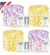 4Pack 80FT 240LED Fairy Lights Battery Operated with Remote & Timer 8 Modes Twinkle String Lights...