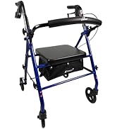 iLIVING ILG-800B Blue Rollator Walker – Heavy Duty Frame, Adjustable Height, Easy-Fold Design and...