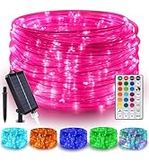16FT 50 LED Solar Rope Lights, 18 Colors with Timer, 5 Modes, Waterproof Plug-in Remote Control C...