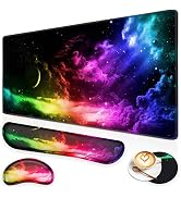 Canjoy Gaming Mouse Pad Set, 4-in-1 XXL Large Mouse Pad + Keyboard Wrist Rest Support+ Coaster, (...