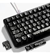 OHY XVX Smoke Forged Carbon-Look Cherry Profile PC Keycaps Set, Side Printed Translucent Black Ca...