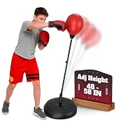 Punching Bag Stand for Ages 8-15 – 58" Adjustable Reflex Bag Boxing Set with Gloves & Pump | Indo...