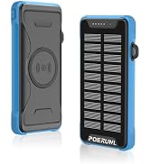 POERUNI. Solar Power Bank,10000mah Portable Charger Power Bank,22.5w Fast Wireless Charger with U...