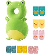 JunNeng Toddler Baby Head Protector Pad Safety Cushion with Knee Pads&Anti-Slip Socks,Frog