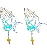2Pcs Praying Hand Decal Sticker Religious Bumper Window Window Laptop Rosary Vinyls Sticker Car S...