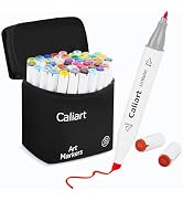 Caliart Alcohol Based Markers, 52 Colors Art Marker Set Fine & Chisel Dual Tip, Permanent Colored...