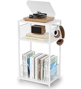 Aduanbang 3 Tier End Table,Record Player Stand with Storage Up to 100 Albums,Turntable Stand for ...