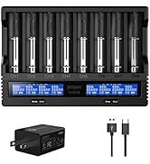 8 Slots 18650 Battery Charger XTAR VC8 Charger USB C 3A Fast Charger 21700 Battery Charger with L...