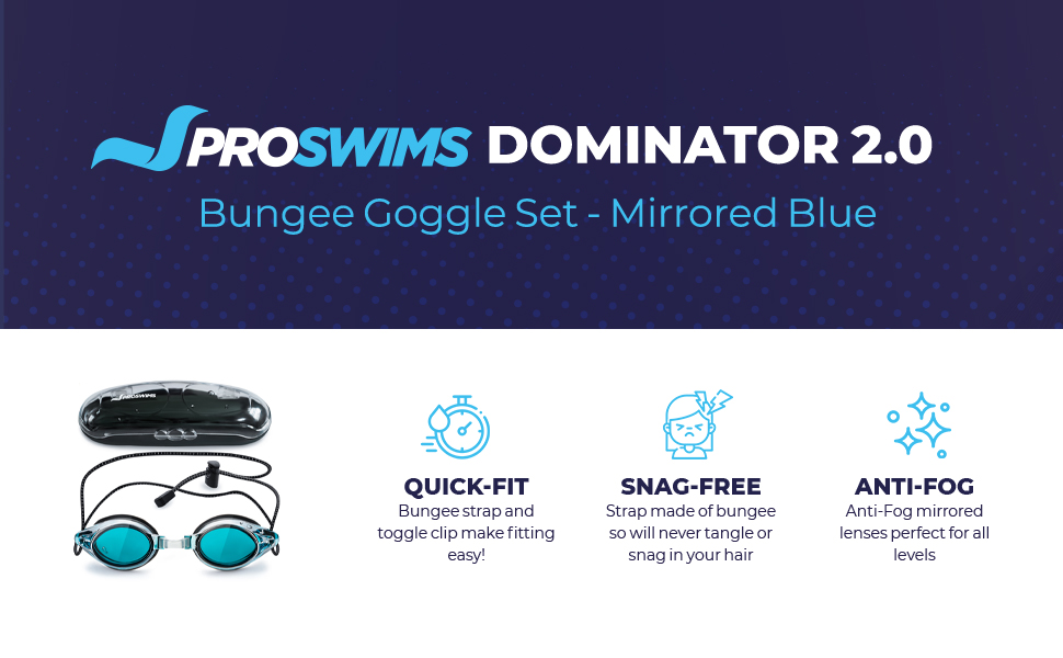 Proswims Dominator 2.0 Bungee Strap Anti Fog Swim Goggle