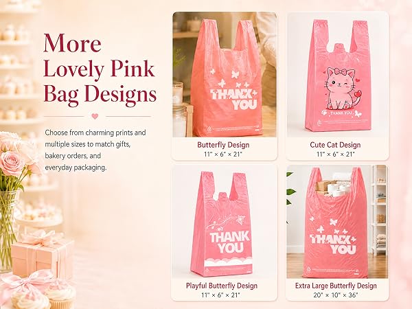 Pink Thank you t shirt bag