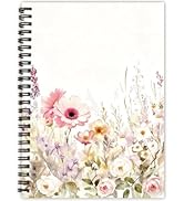 PRESSINART Floral Spiral Notebook A5 Notebook Journal 6 x 8 Inch Watercolor Pink Flowers 80 Pages...