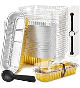 LOKQING 50 Pack Mini Loaf Pans with Lids Rectangle Individual Cake Pans Aluminum Foil Pans for La...
