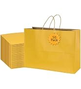 BLEWINDZ 50Pcs Kraft Paper Bags - Large Size 16x6x12 Inches Gift Bags with Handles Bulk – Yellow ...