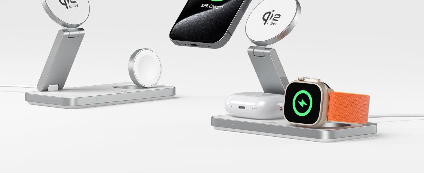 25w 3 in 1 magnetic wireless charging station