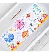 Secopad Kids Bath Mat for Tub Non Slip, 40 X 16 Inch Large Cartoon Anti Slip Toddler Baby Bathtub...