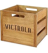 Victrola Wooden Crate - Table Top Album Holder and Organizer for All Records, Holds over 50 Vinyl...