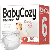 Hypoallergenic Diapers Baby Size 6 (35+lb),80 Count Babycozy Dry Disposable Diapers Softhack,Over...