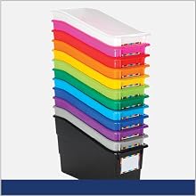 Really Good Stuff Durable Book And Binder Holders - 12-Pack Rainbow shown stacked