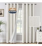 H.VERSAILTEX 100% Blackout Curtains Linen Textured Chenille Curtains Thermal Insulated Curtain 84...