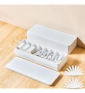 Tatuo 2 Pcs Cable Organizer Box with Wire Ties, Plastic Cord Storage Box with Lid, Electronics Or...
