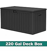 YITAHOME 200 Gallon Extra Large Deck Box, Double-Wall Resin Outdoor Storage Box with Flexible Div...