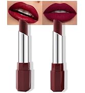 HHLTOH 2Pcs Red Matte Cream Lipstick Set for Women, Maroon Burgundy, Twist-Up Smooth Long-Lasting...