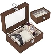 PH PandaHall Watch Box, 3 Slot Watch Display Case Wooden Watches Storage Box Organizer with Large...
