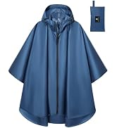 SaphiRose Lightweight Waterproof Rain Poncho for Adults with Hood Portable Rainwear for Outdoor