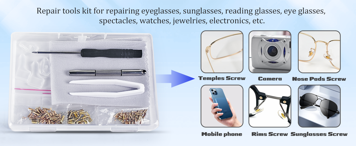 Gold Eyeglass Repair Tool Kit for Glasses Sunglasses Watch Clock Repair