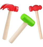 Waenerec 3pcs Wooden Mallet Toy Hammer Simulation Wooden Hammers Small Plastic Toddler Fake Hamme...