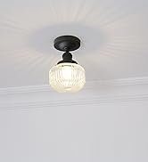 JiMuBeam Clear Ribbed Glass Pendant Light in matte black Color for home office